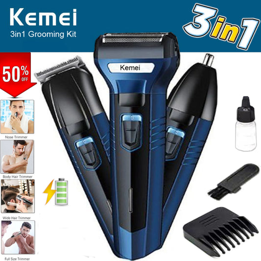 Orignal kmei Shaving Machine 3 In 1 Rechargeable Hair Clipper Shaver