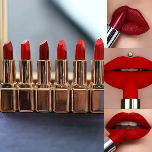 Pack of 6 Matte nude and Red Lipstick Waterproof