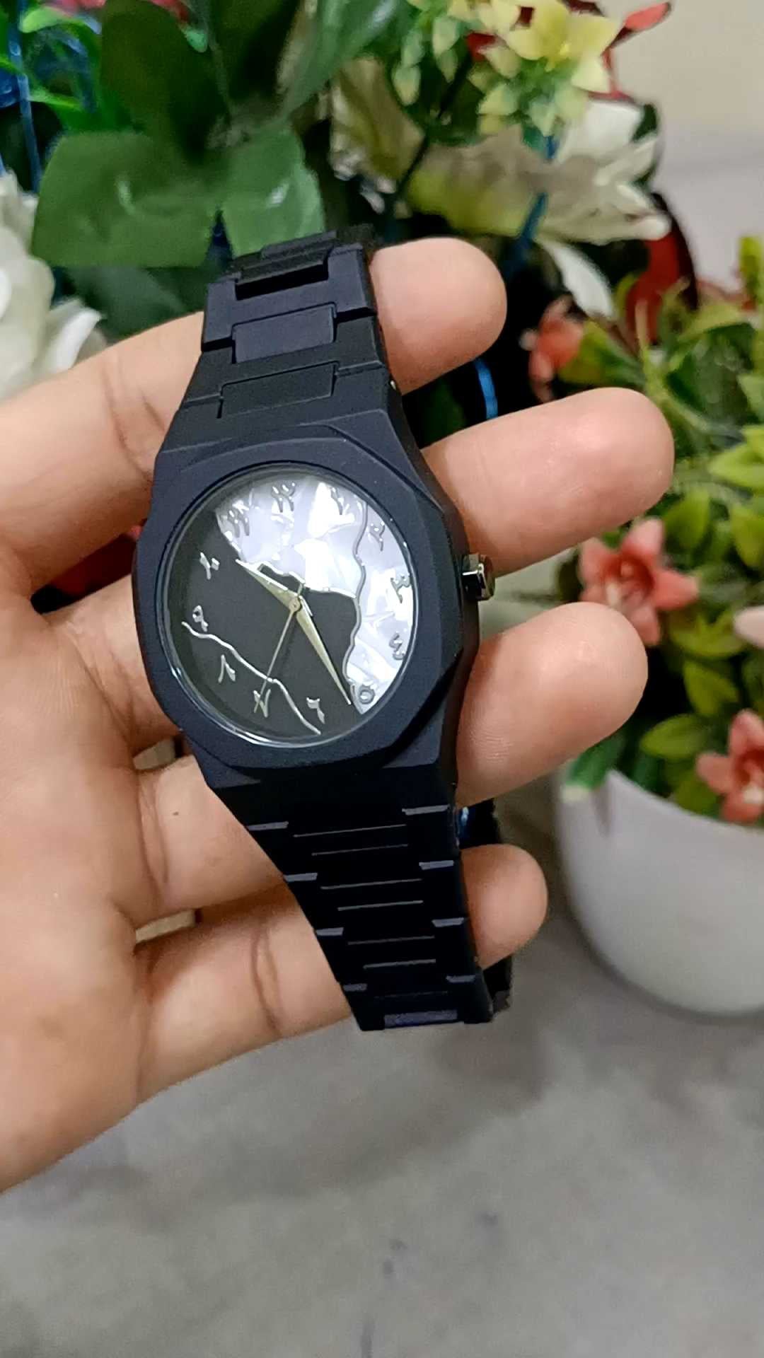 Aura watch Arabic Aura Watch marble Design Black and White Aura watch