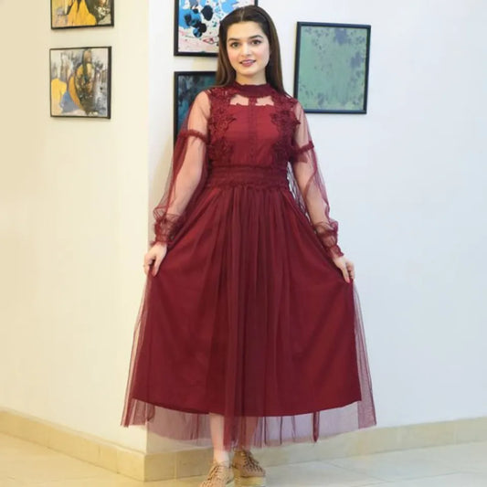 rending Lace/Net Maxi Dress for Women's Perfect for Casual and Vacation Wear