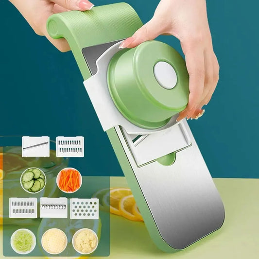 Stainless steel 5 in 1 vegetable cutter - Vegetable slicer Salad handheld chopper