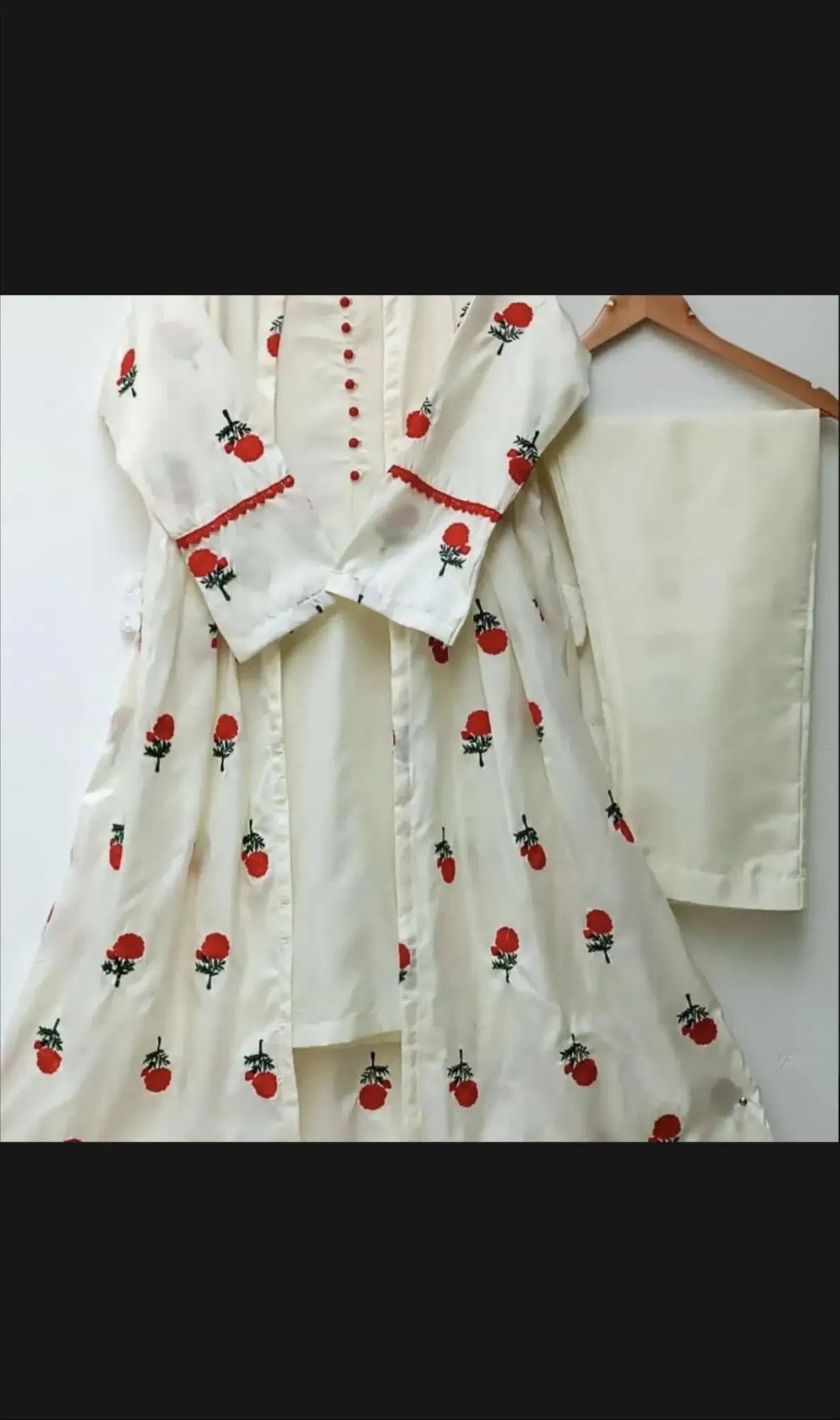 Stylish Stitched Embroidered Flower Gown 3-Piece Dress