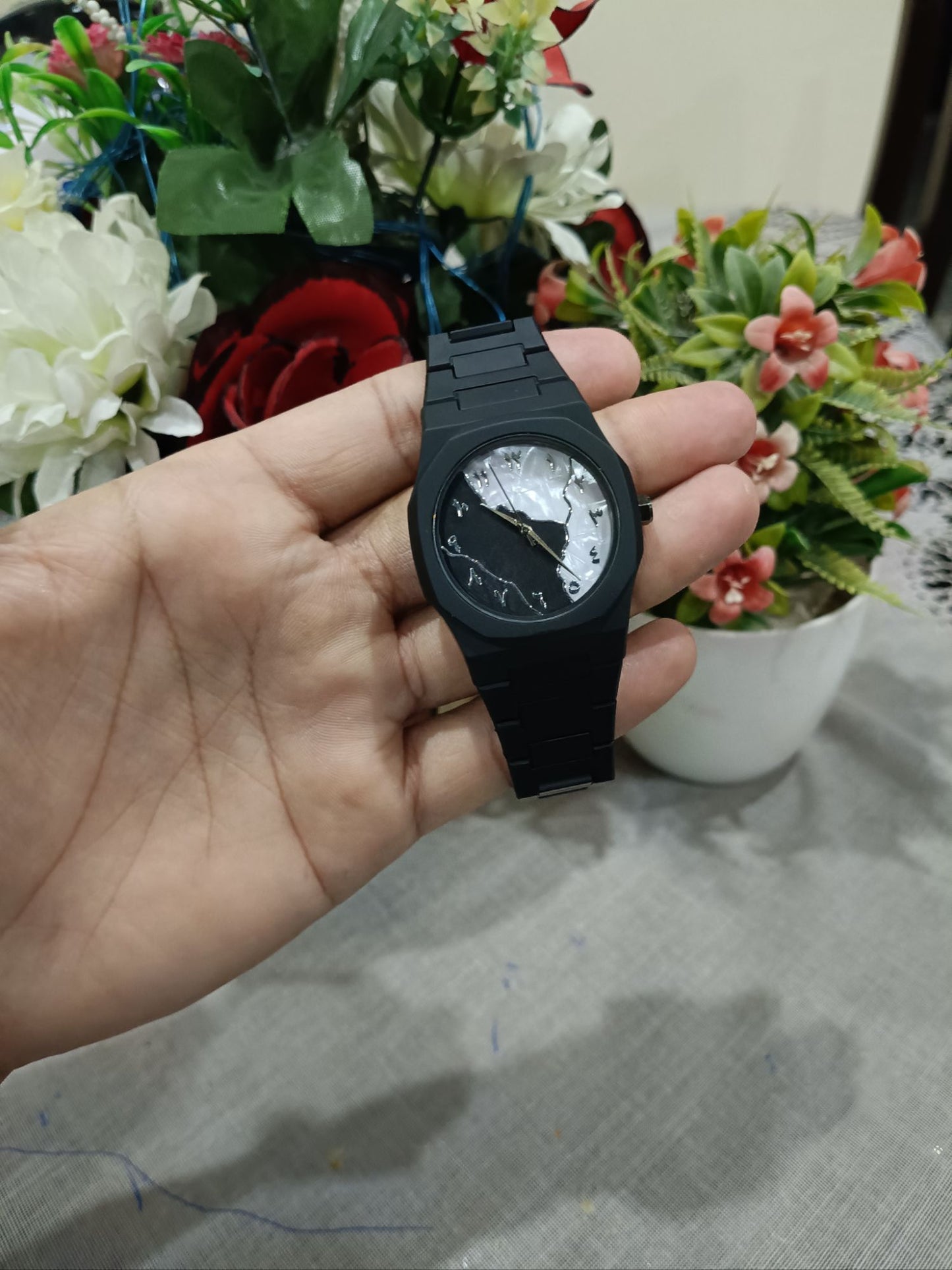 Aura watch Arabic Aura Watch marble Design Black and White Aura watch