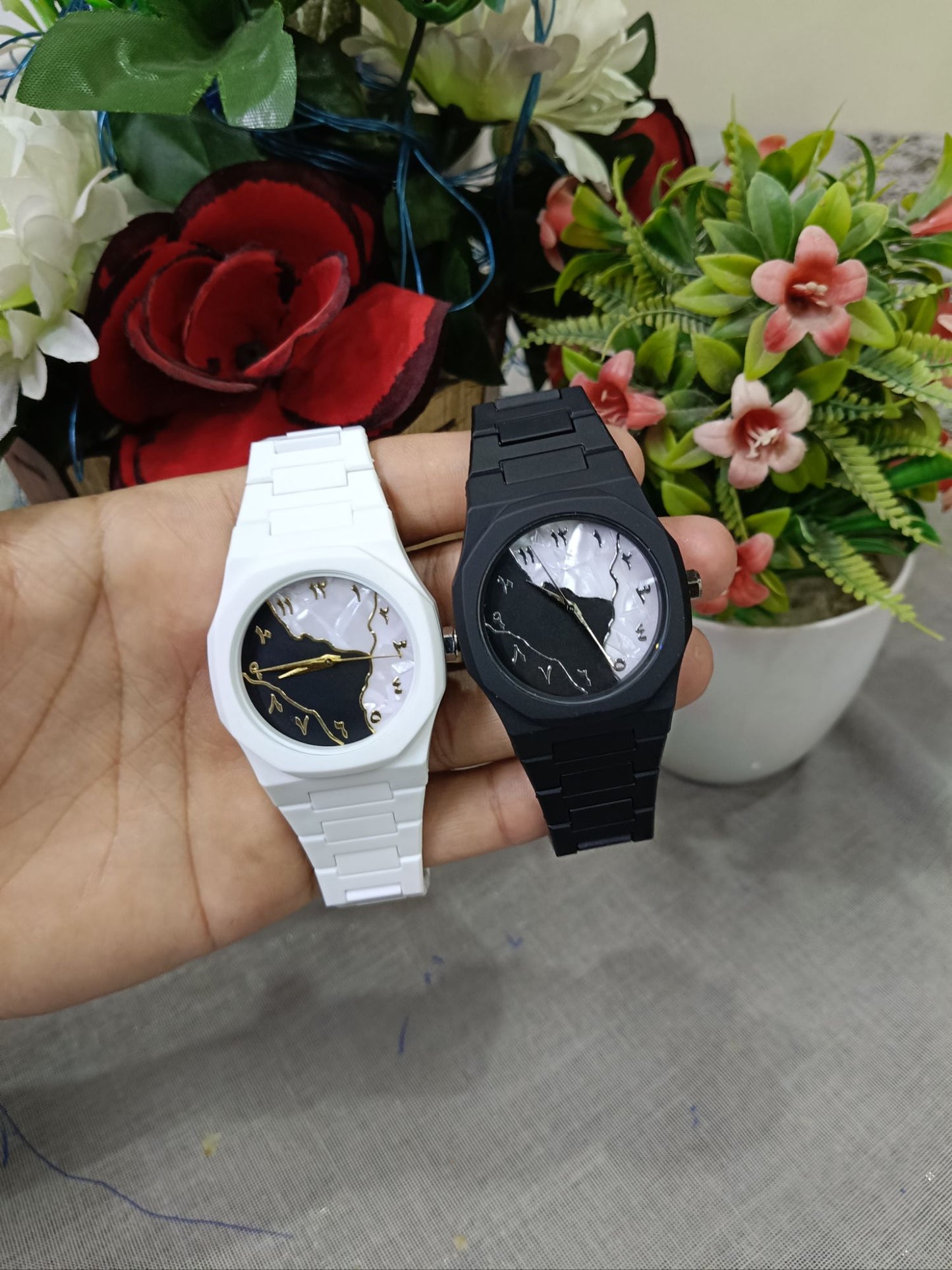 Aura watch Arabic Aura Watch marble Design Black and White Aura watch