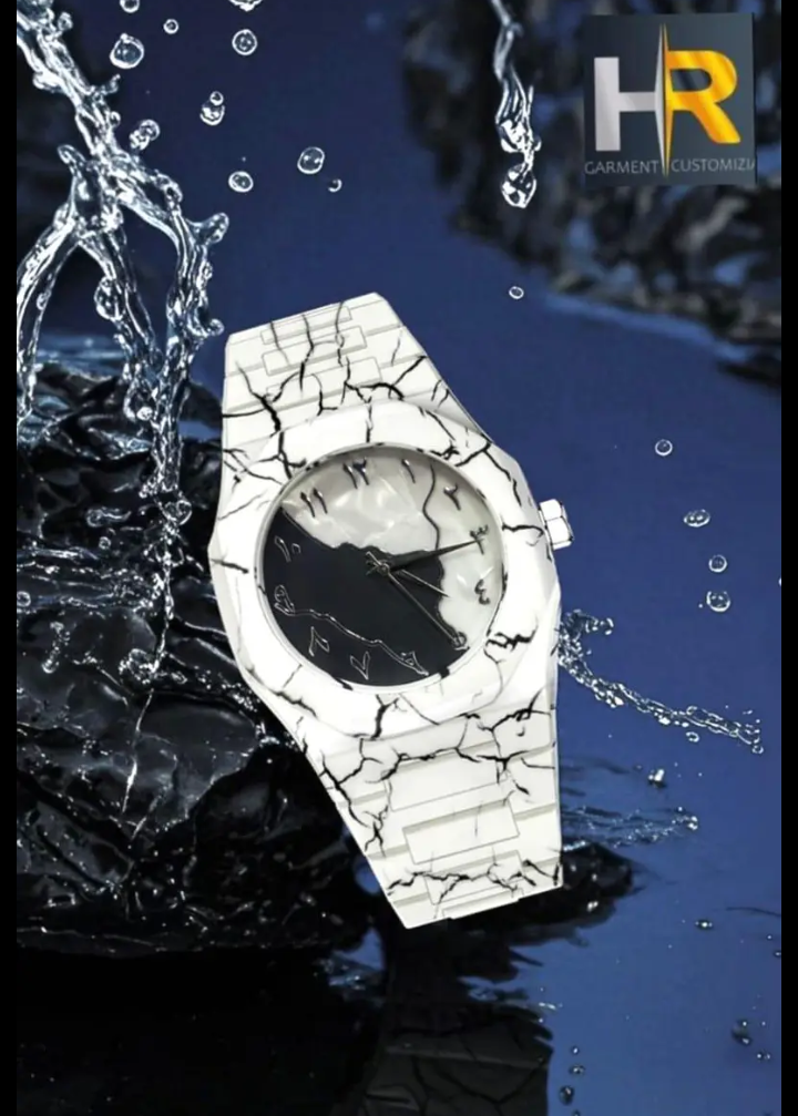 Latest Aura Watch - White & Black Marble design