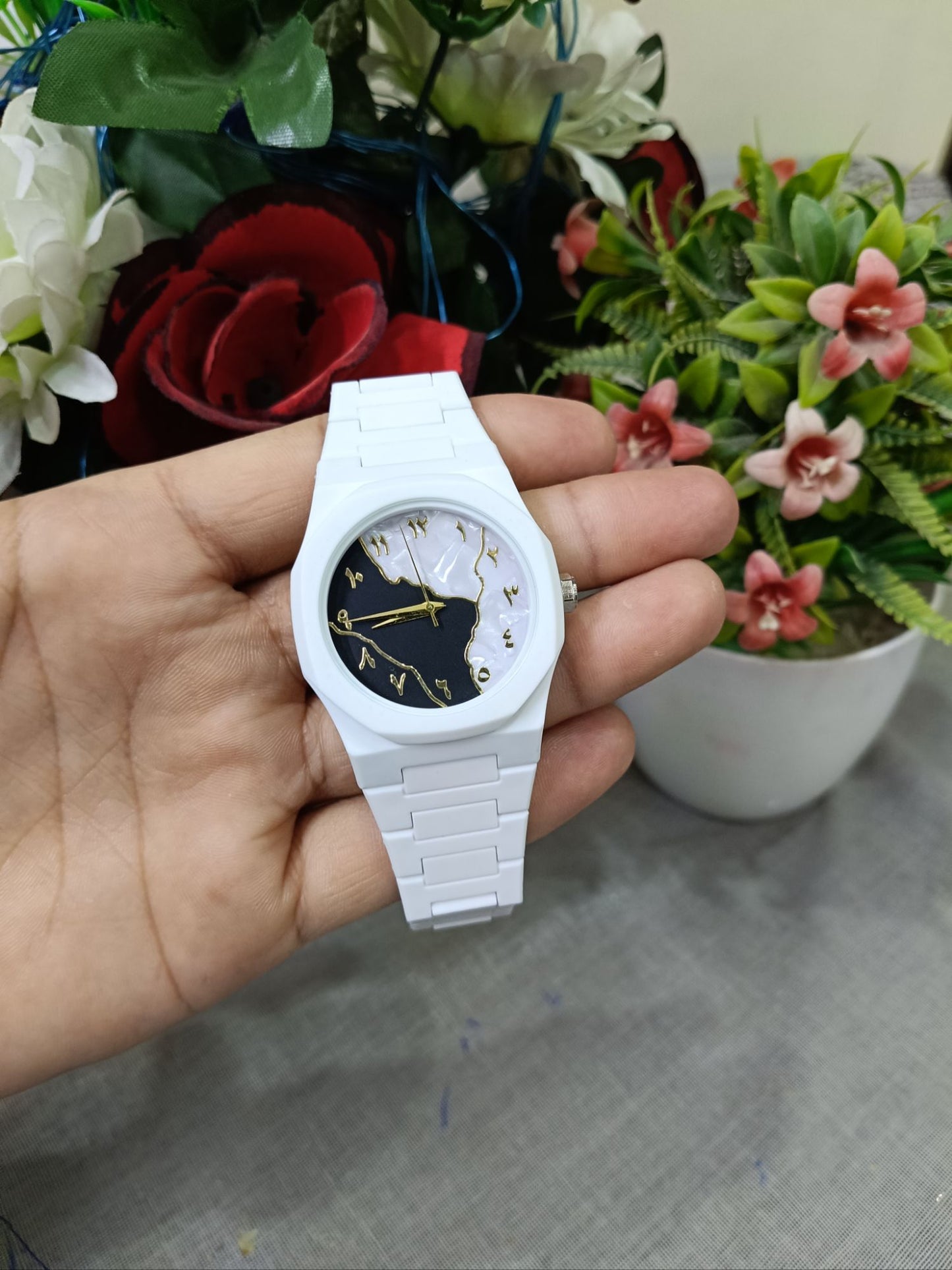 Aura watch Arabic Aura Watch marble Design Black and White Aura watch