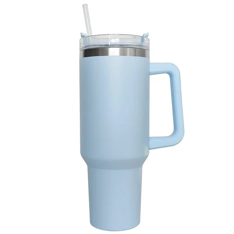 40 oz Insulated Tumbler Thermos Flask with Straw & Lid – Stainless Steel