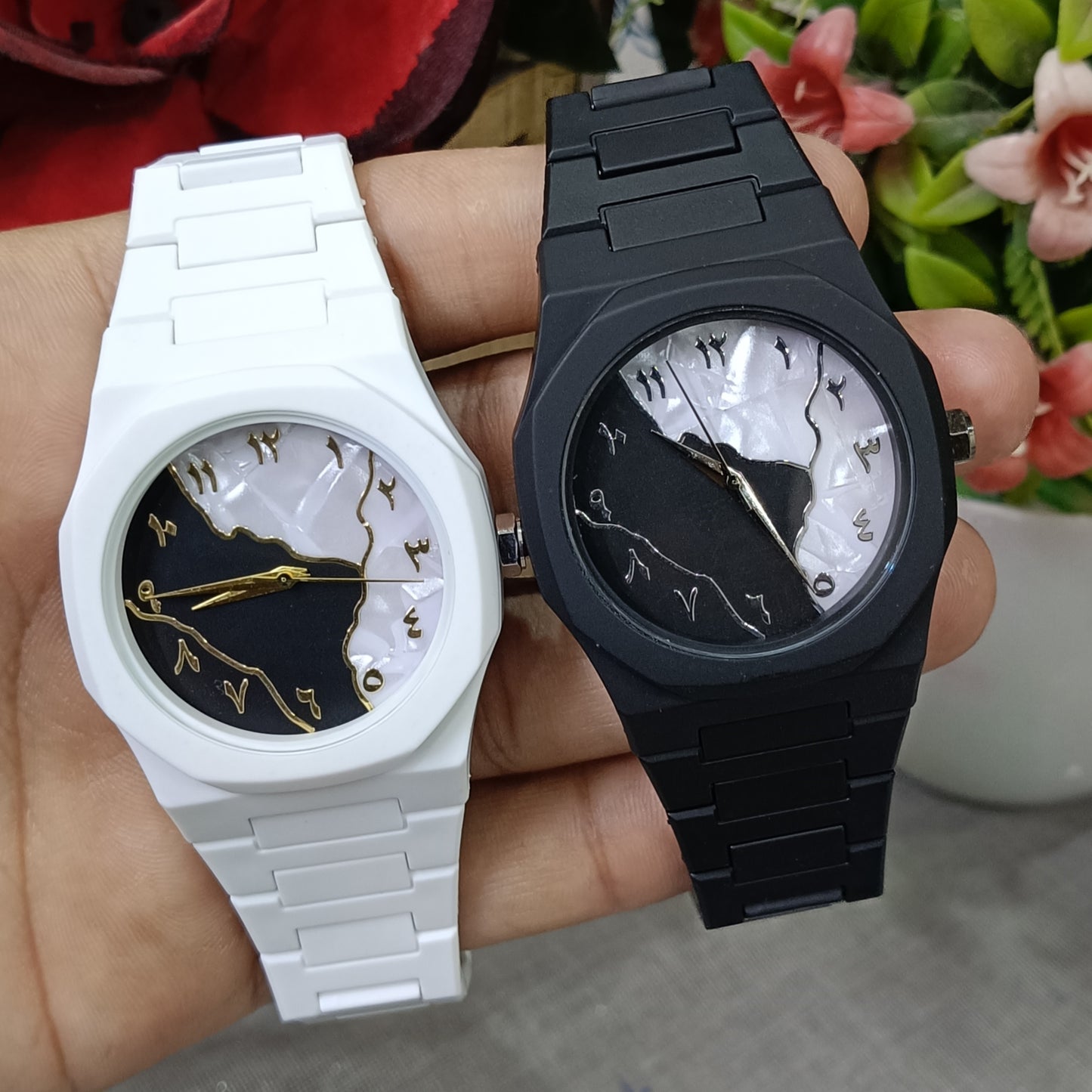 Aura watch Arabic Aura Watch marble Design Black and White Aura watch