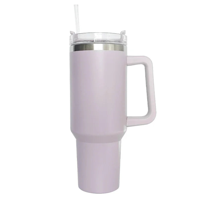 40 oz Insulated Tumbler Thermos Flask with Straw & Lid – Stainless Steel